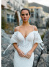 Puff Off Shoulder Sleeve Ivory Lace Wedding Dress